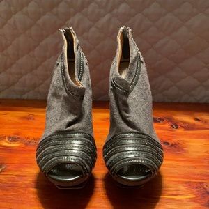 LAMB stiletto heel flannel peep toe booties